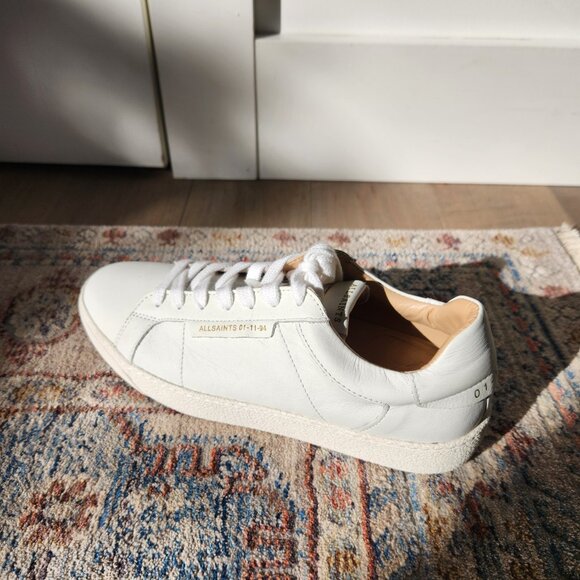 AllSaints White Low Top Sneaker Womens Size 9 - Picture 4 of 6